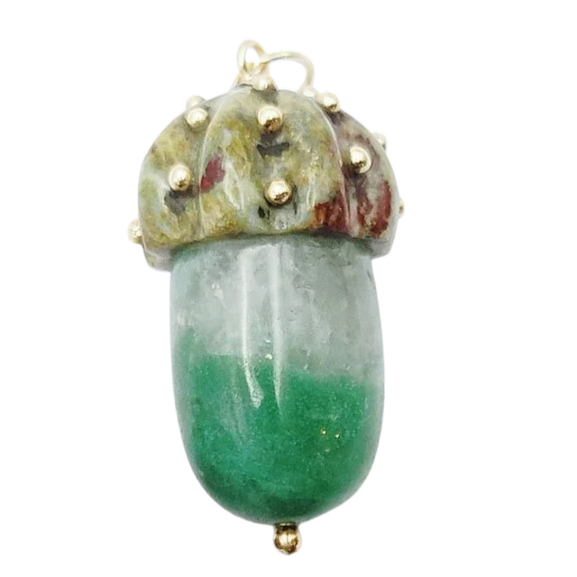 Carved Stone Acorn Pendant (Soapstone+Jasper)