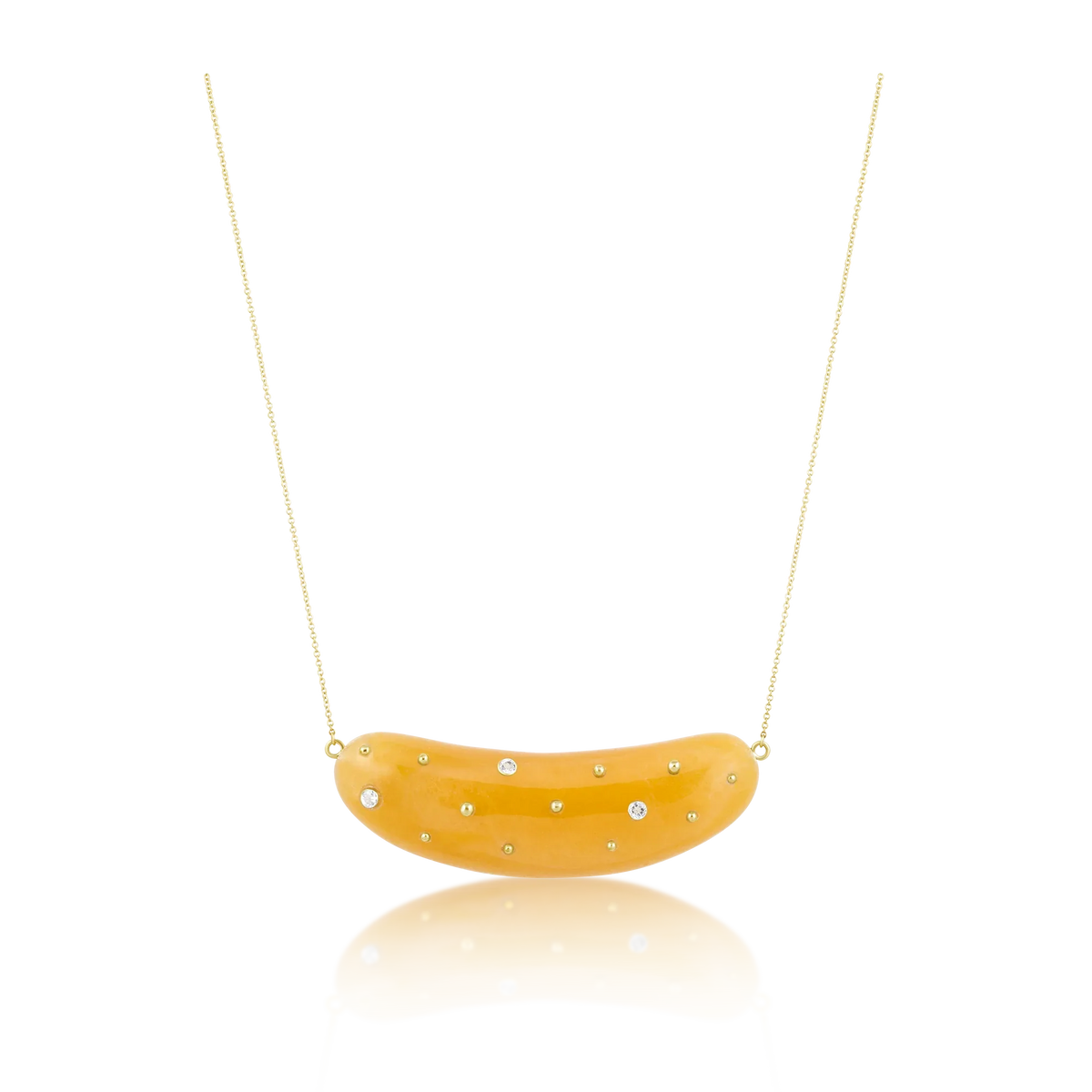 Carved Stone Studded Bean Necklace