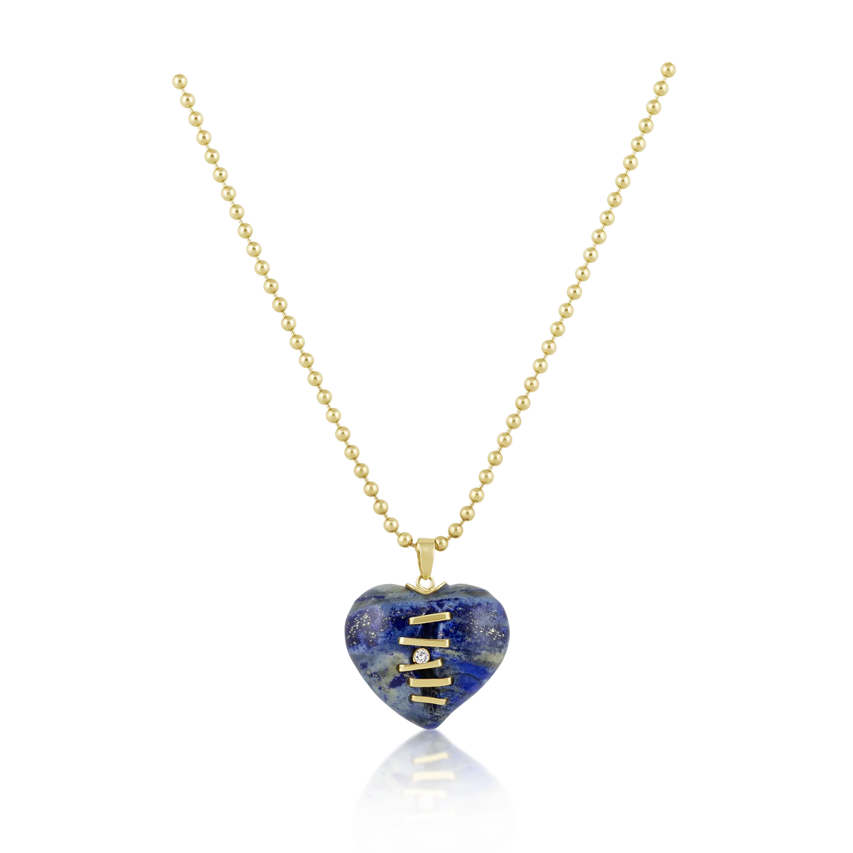 Carved Stone Stitched Heart Pendant