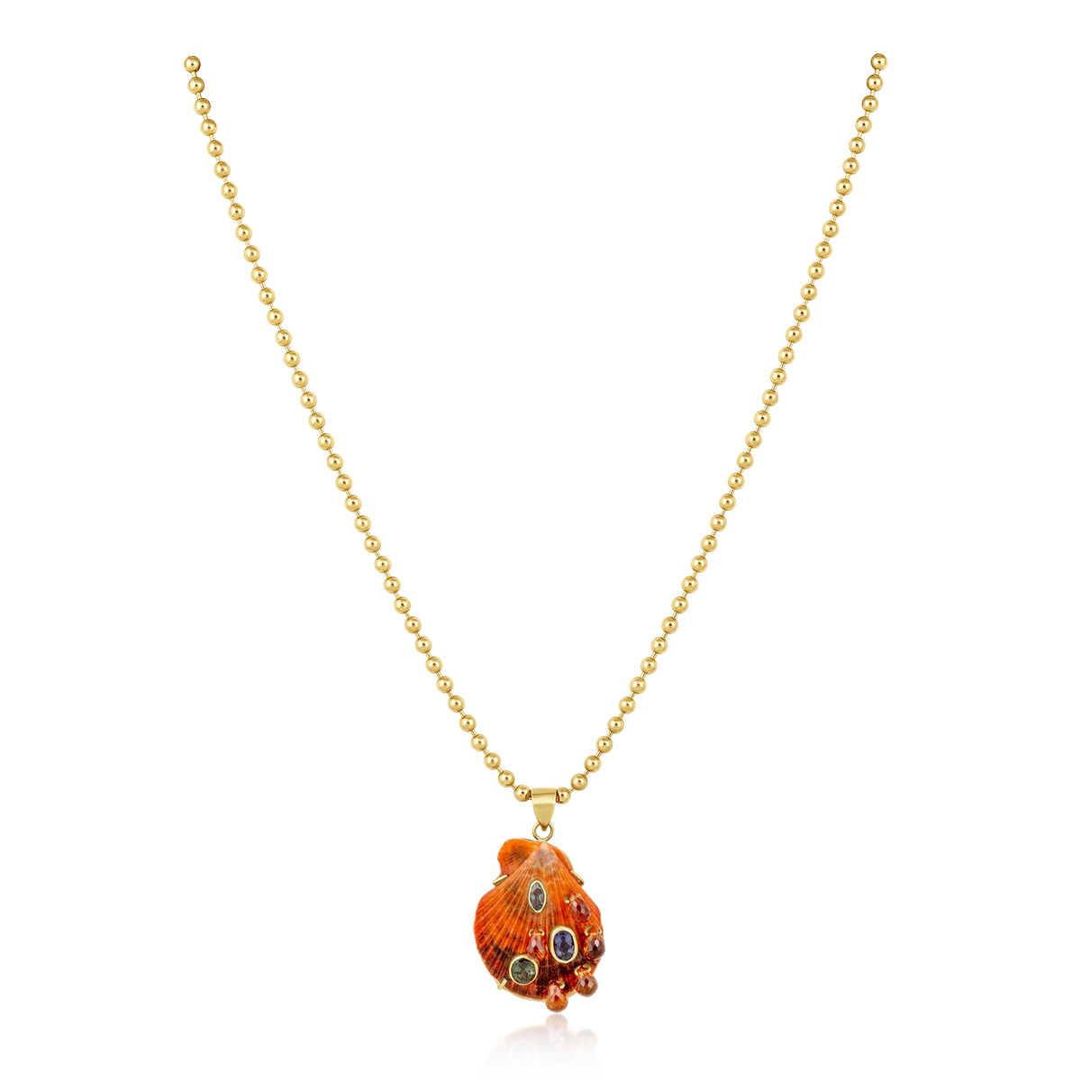 Orange Citrine Shell Pendant
