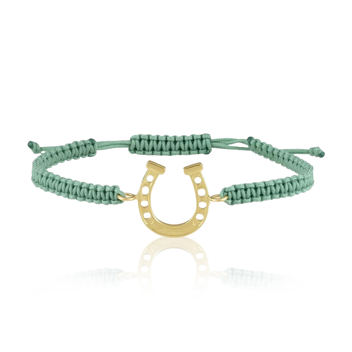 Blue/Green Cord Horse Shoe Friendship Bracelet