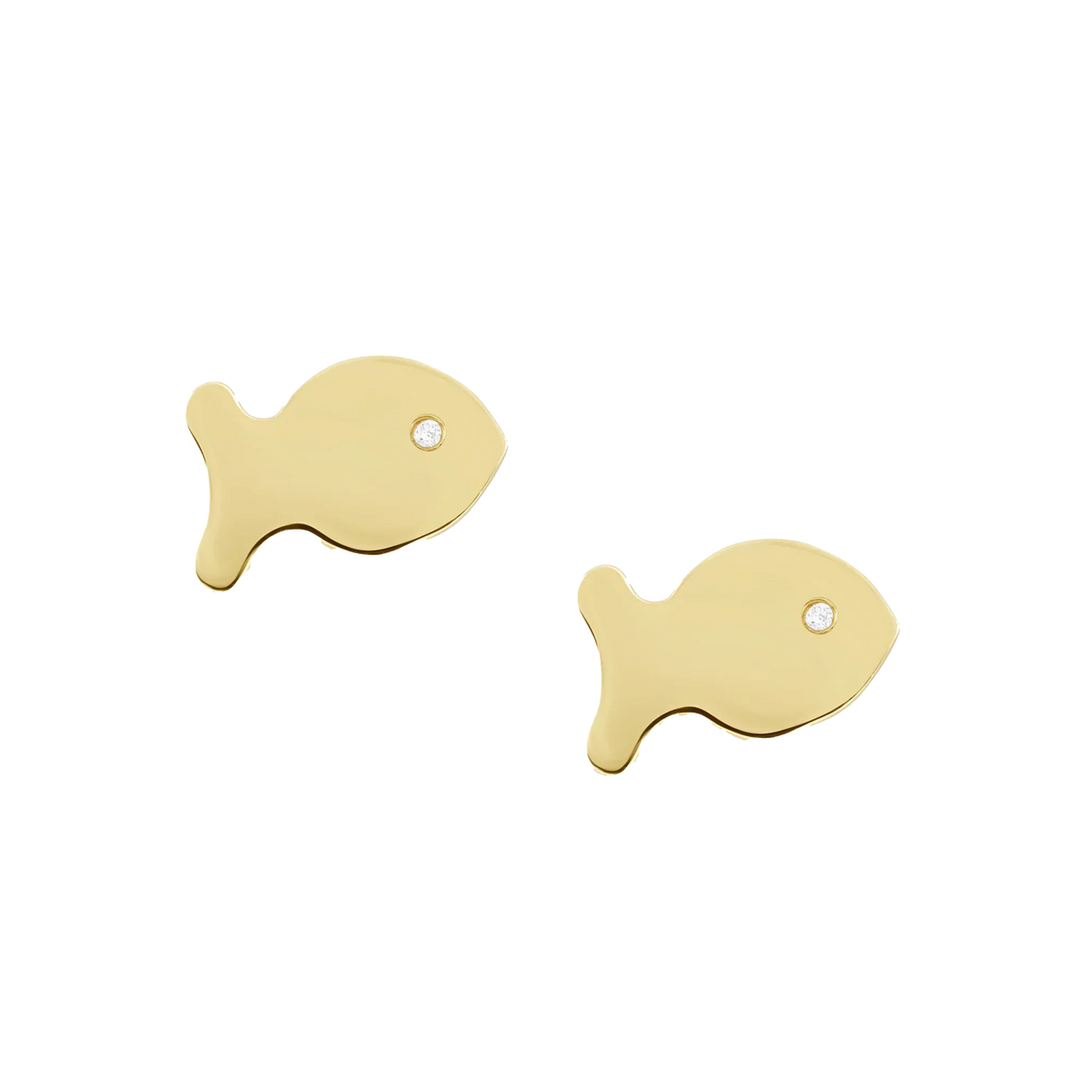 Fish Earrings w/ Diamond Eye (Small)