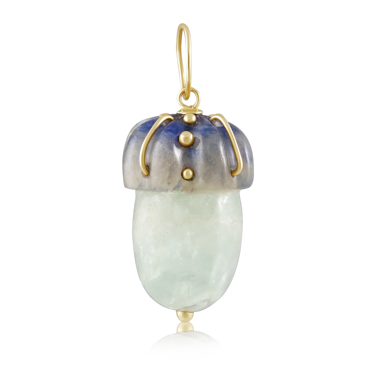 Carved Stone Acorn Pendant (Sodalite+Fluorite)