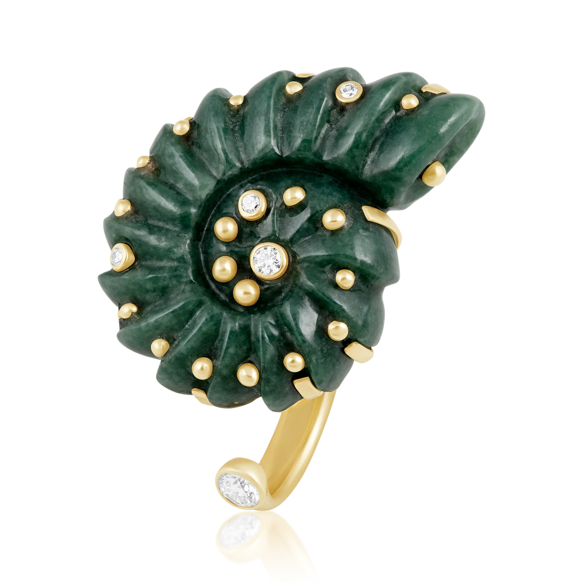 Carved Stone Ammonite Ring