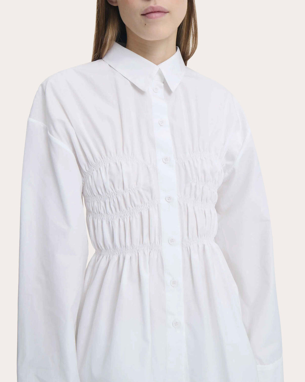 Braxton Ruched Cotton Button-Up