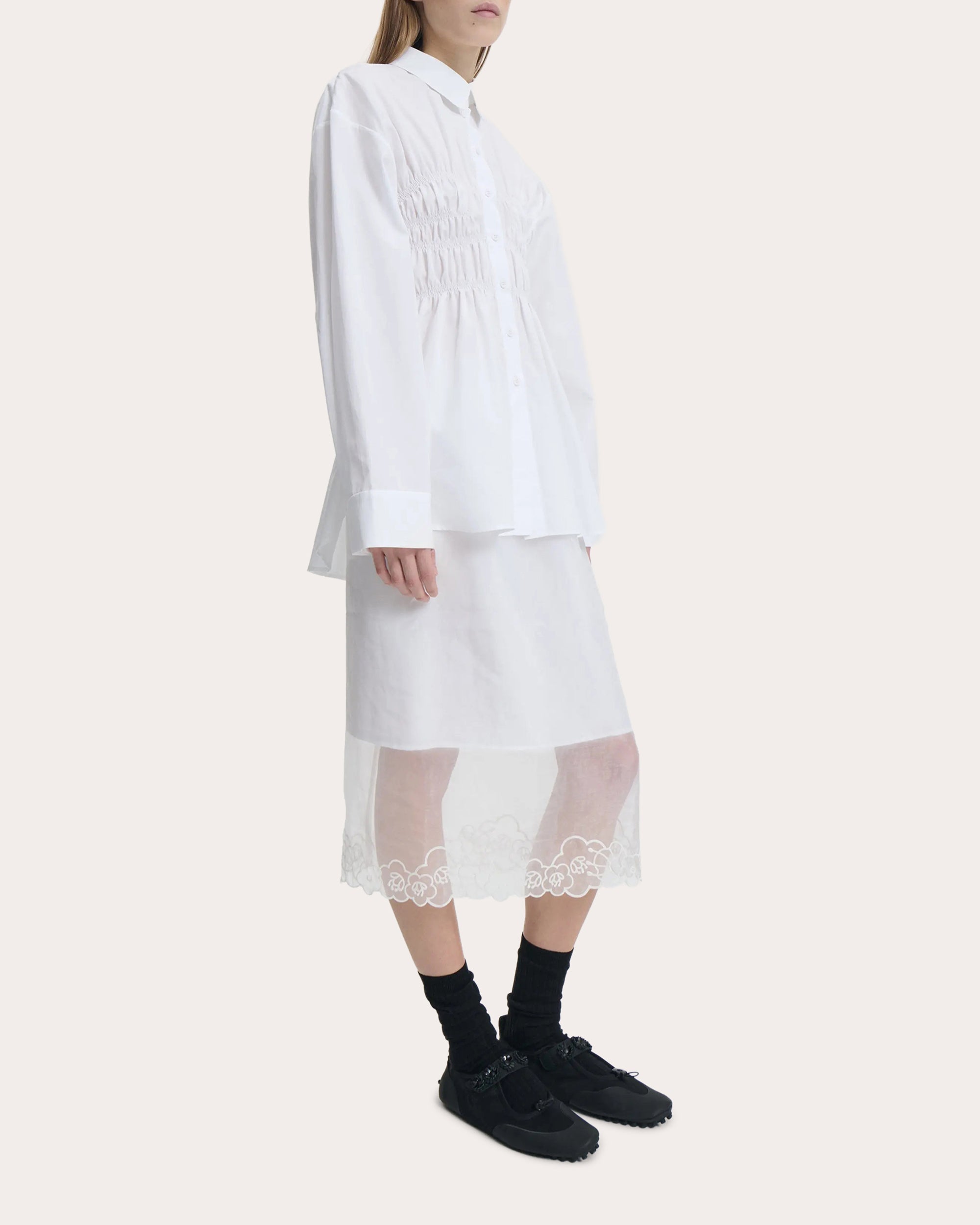 Braxton Ruched Cotton Button-Up