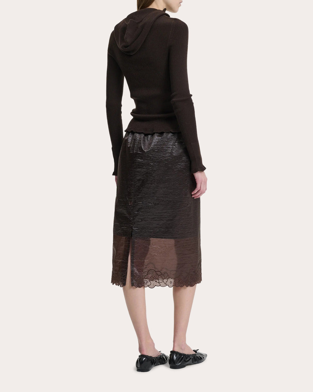 Bria Embroidered Floral Liquid Myrtia Pencil Skirt