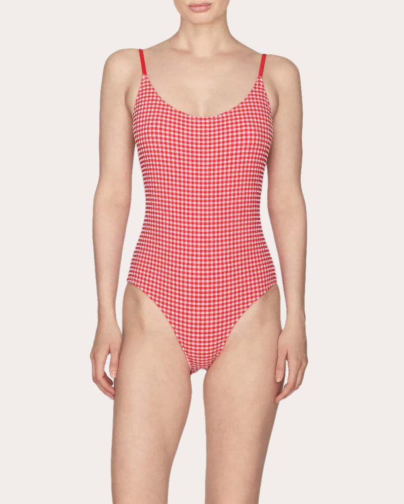 Britta Gingham Scoop-Back One-Piece