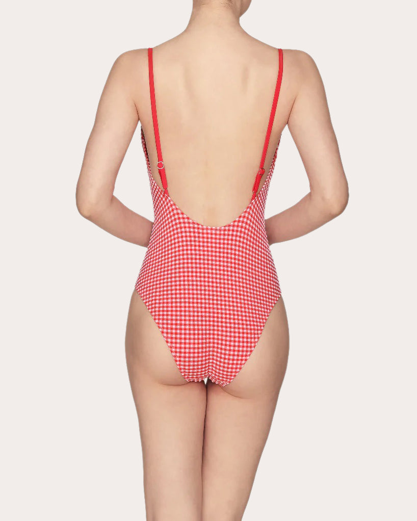 Britta Gingham Scoop-Back One-Piece