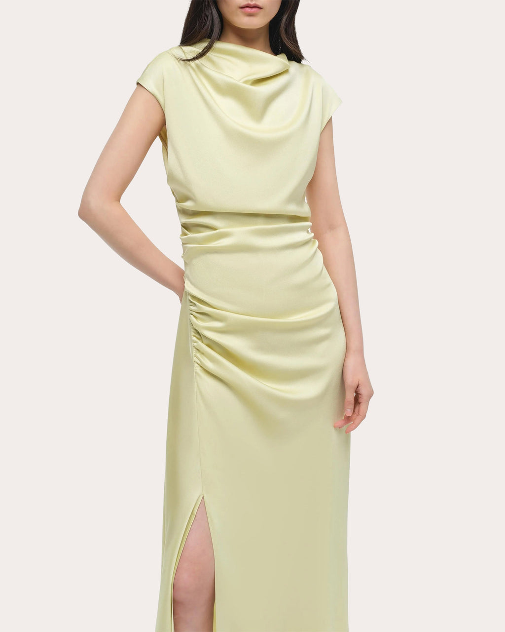 Burke Satin Draped Midi Dress