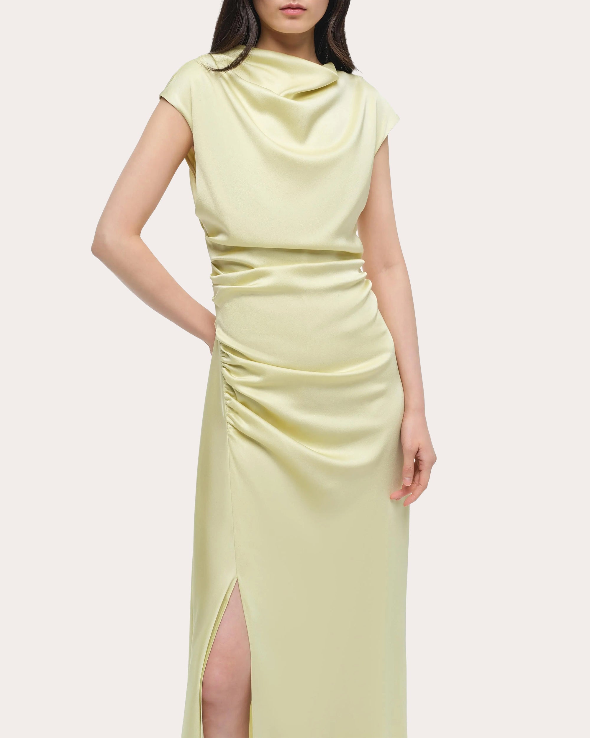 Burke Satin Draped Midi Dress