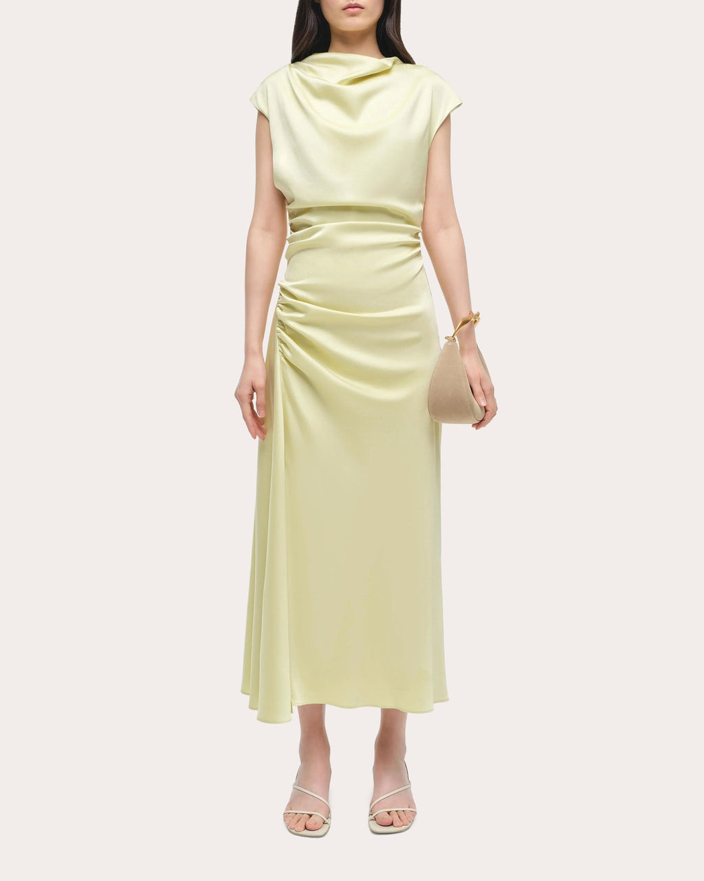Burke Satin Draped Midi Dress