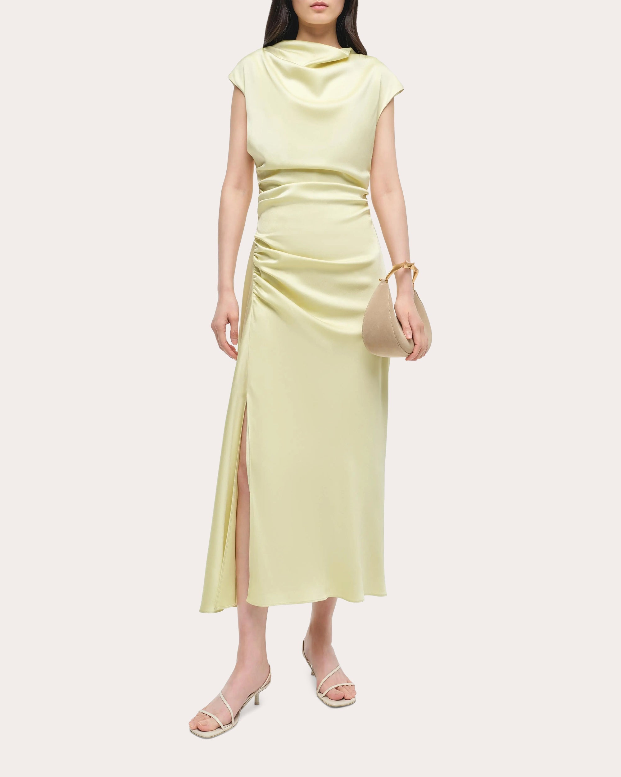 Burke Satin Draped Midi Dress