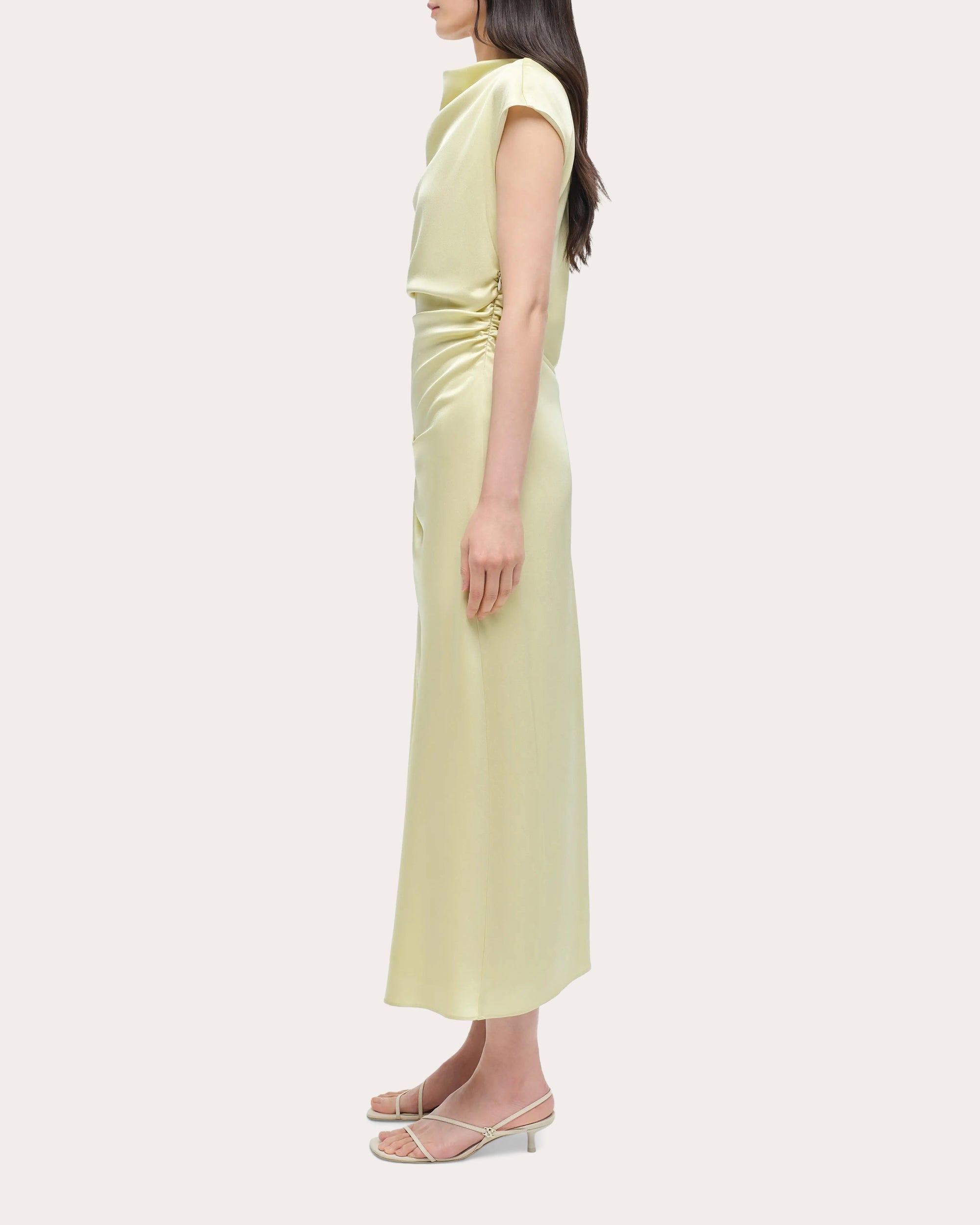 Burke Satin Draped Midi Dress