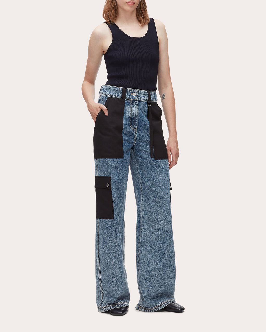 Cargo Combo Wide-Leg Jeans