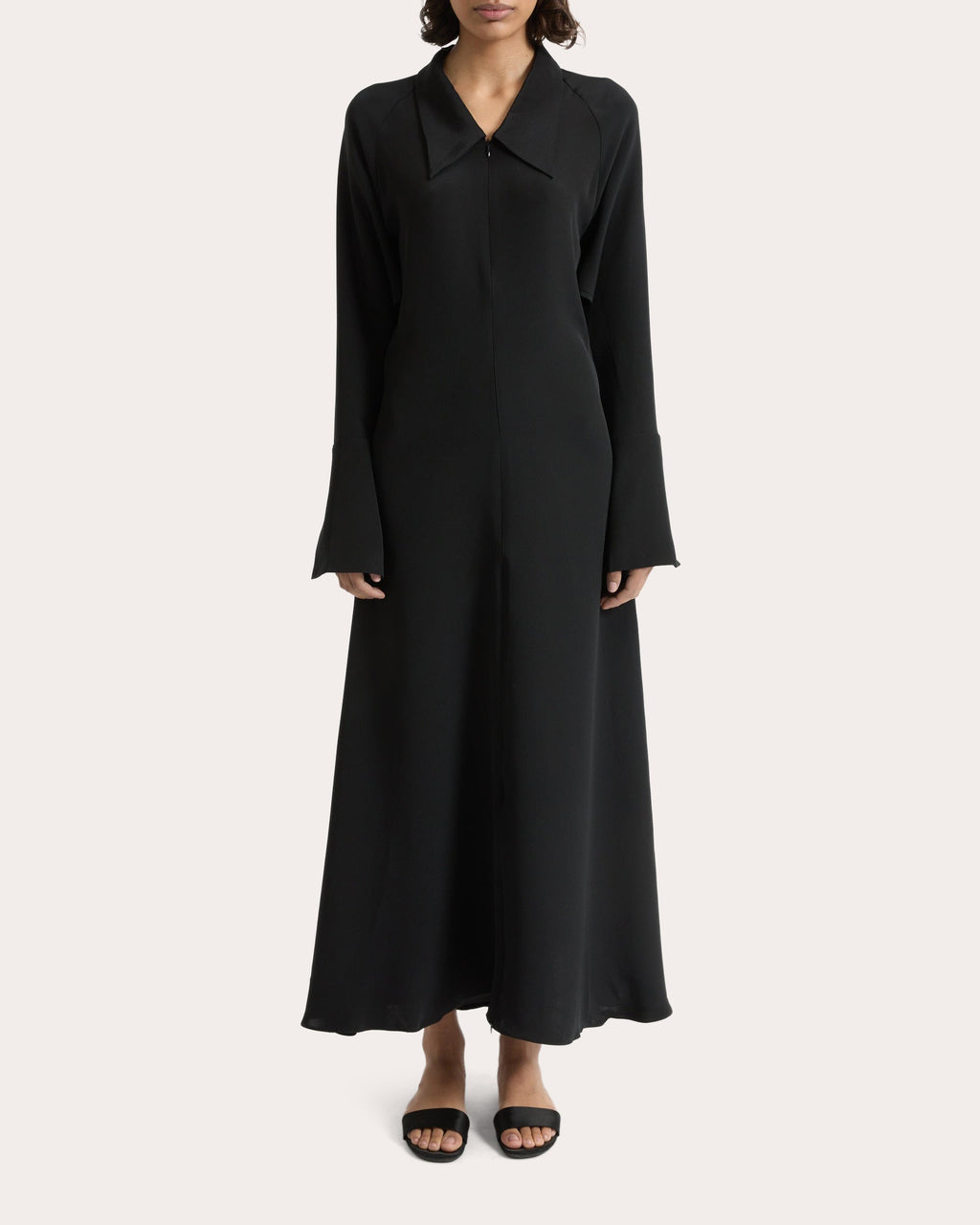 Lea Silk Crepe Collared A-Line Dress