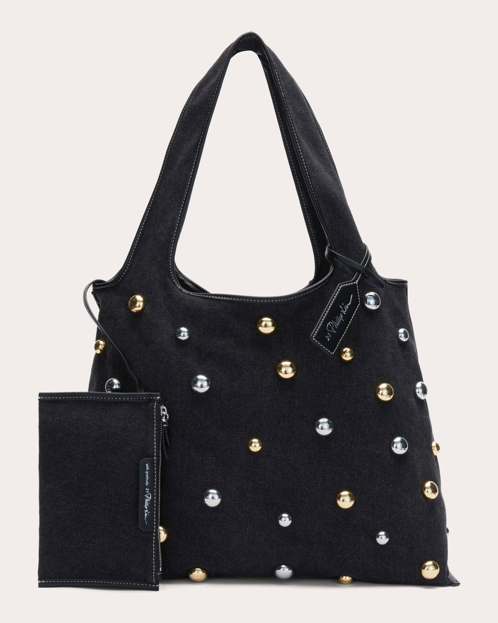 Studded Denim Market Tote