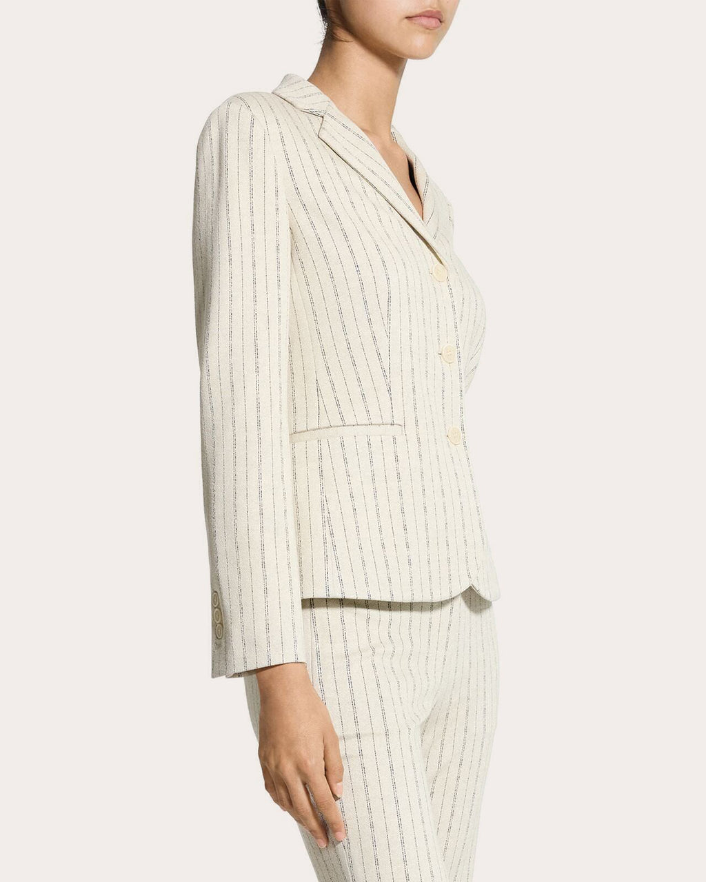 Stripe Shrunken Single-Breasted Blazer