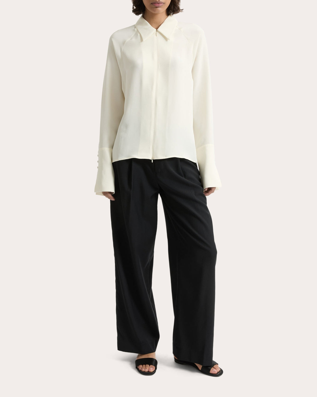 Lea Silk Crepe Collared Shirt