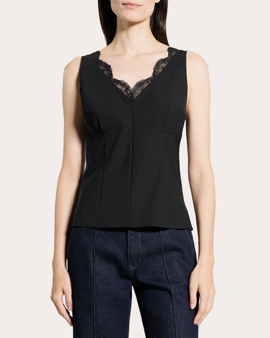 Lace V-Neck Tailored Tank Top