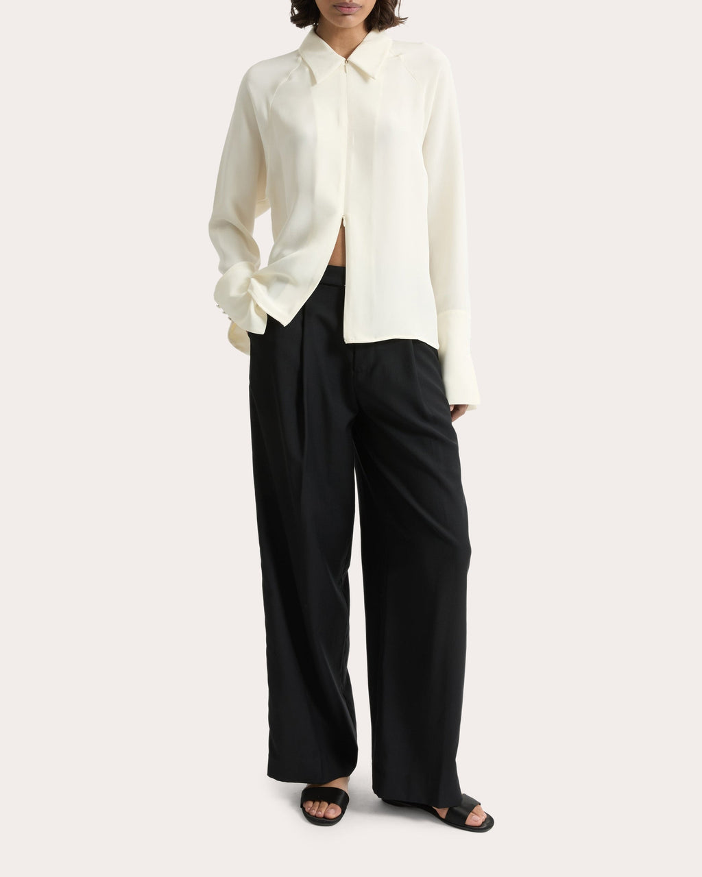 Lea Silk Crepe Collared Shirt