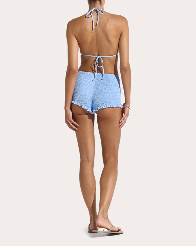 Sea Frill-Trim Smocked Swim Shorts