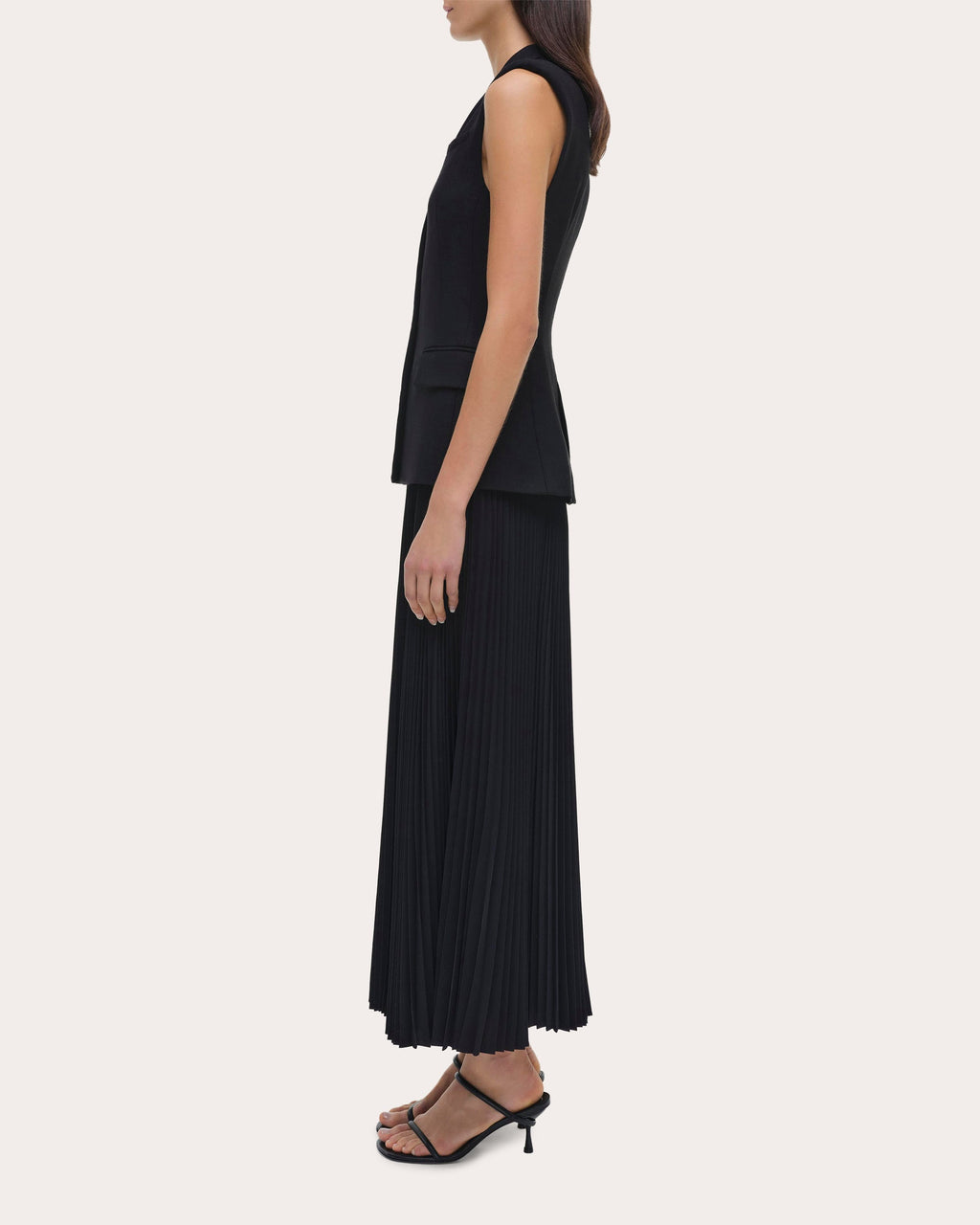 Georgina Pleated Satin Bouclé Combo Midi Dress