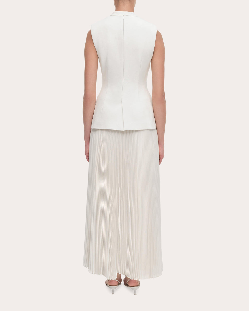 Georgina Pleated Satin Bouclé Combo Midi Dress