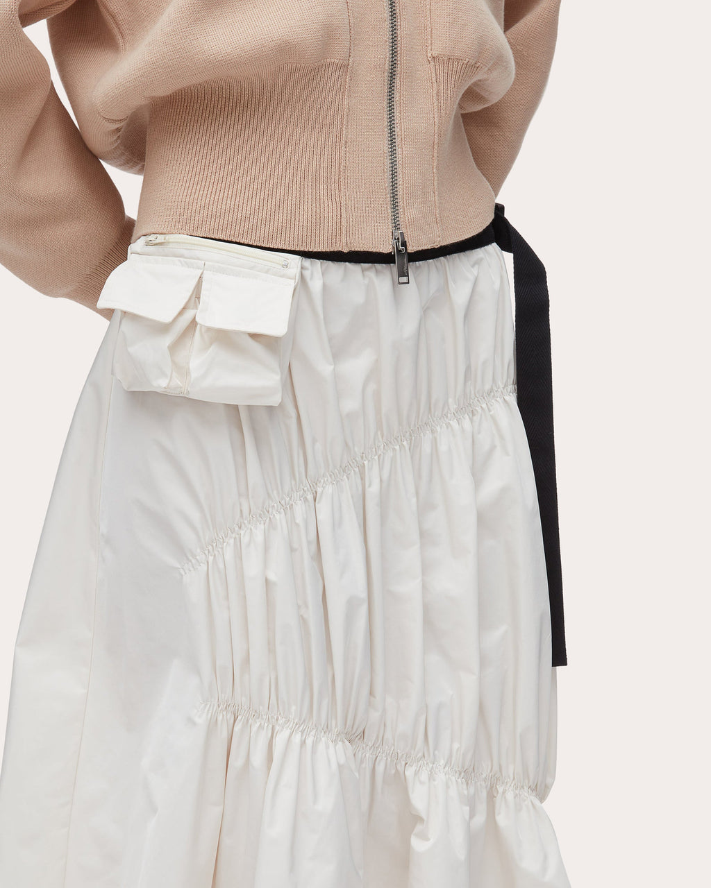 Ripstop Shirred Asymmetric Skirt