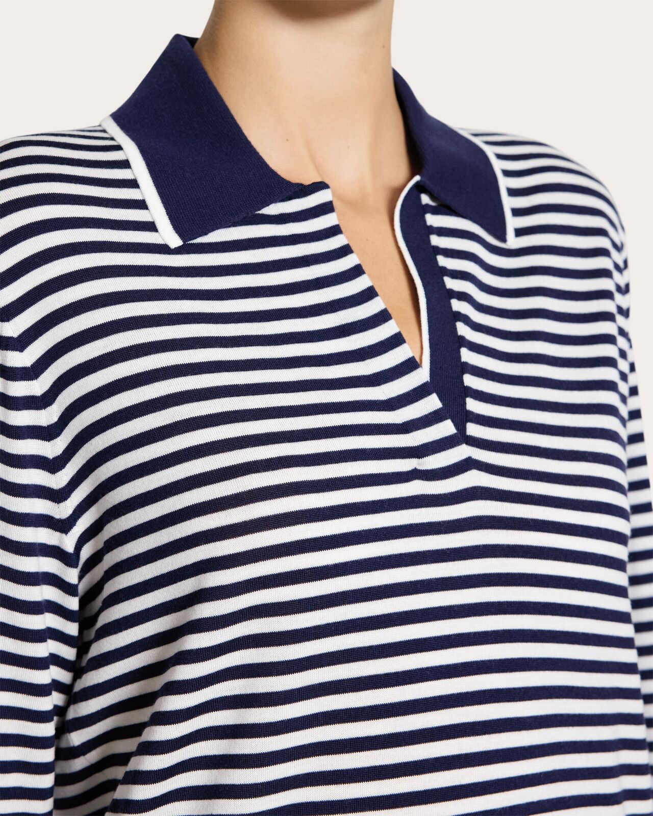 Stripe Wool Boyfriend Polo