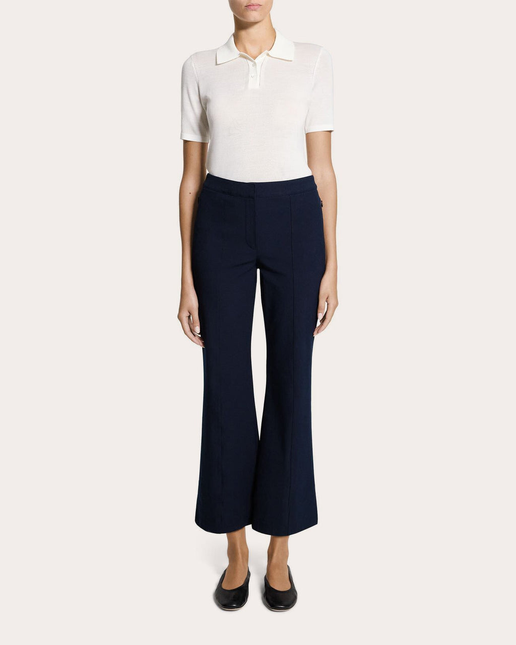 Stretch Cotton Seamed Crop Kick Pants