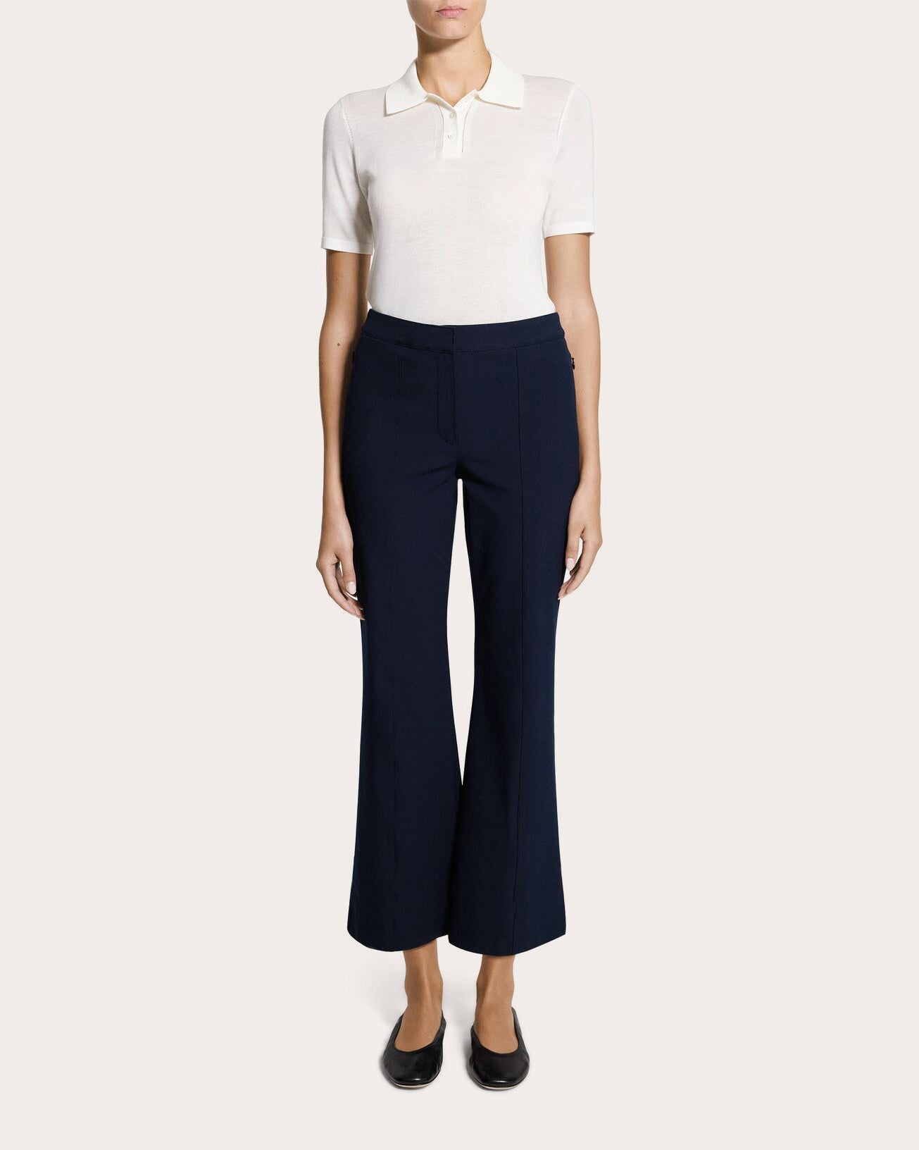 Stretch Cotton Seamed Crop Kick Pants