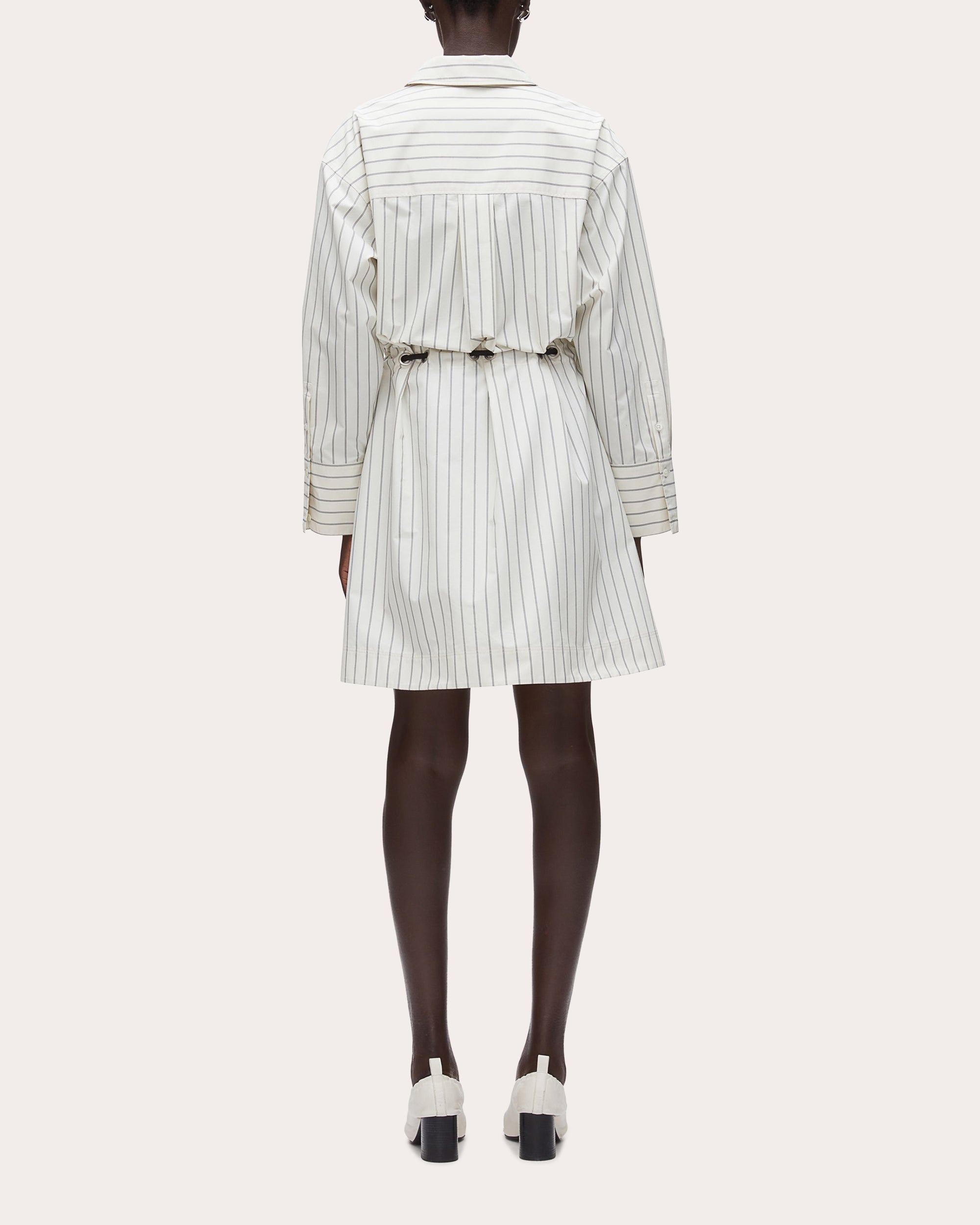 Stripe Poplin Belted Mini Shirt Dress