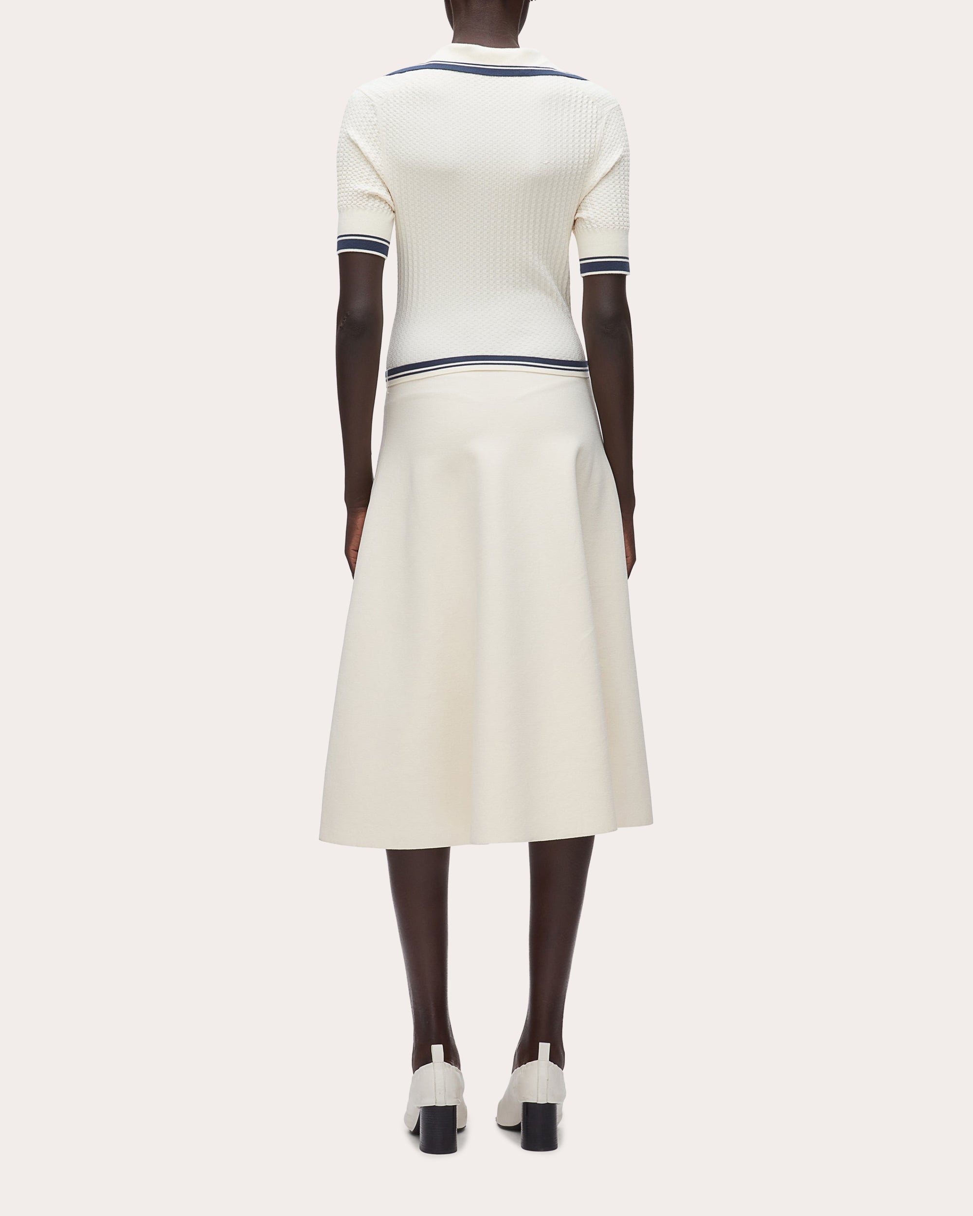 Textured Knit Polo Midi Dress
