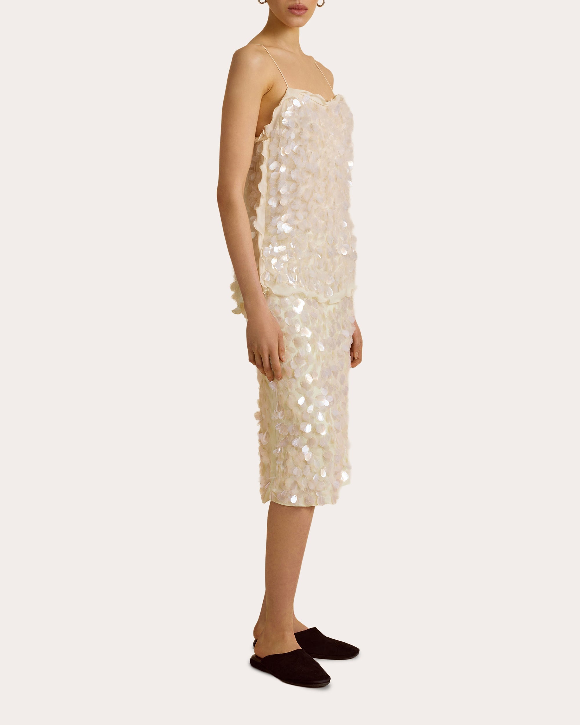 Sequin Paillette Silk Crepe de Chine Camisole