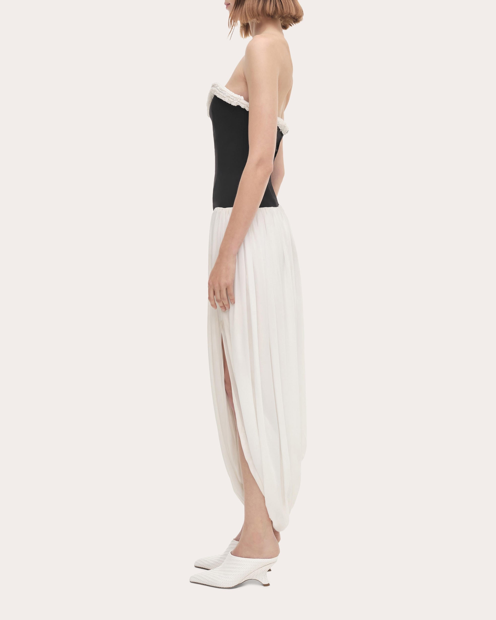 Augusta Crepe Bustier Combo Asymmetric Dress