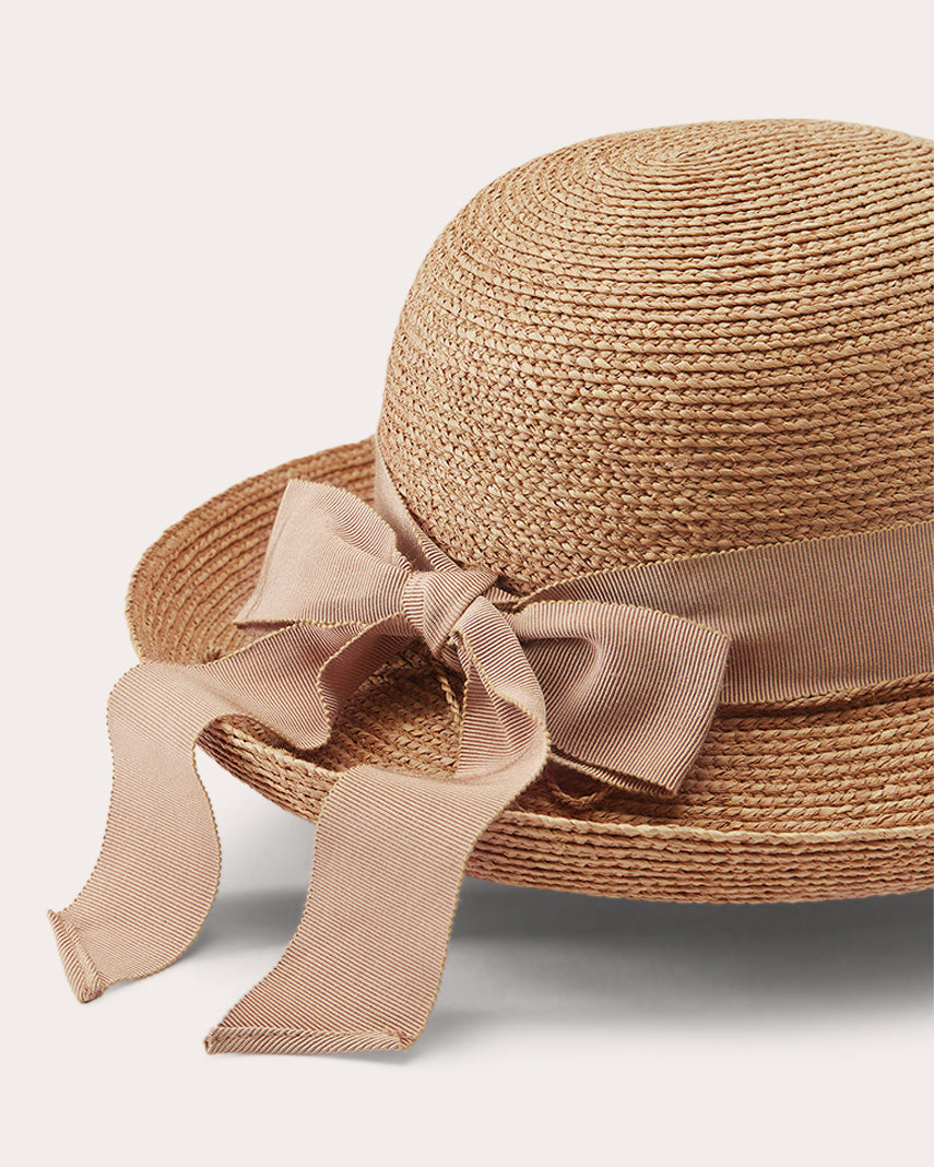 Newport Grosgrain-Trimmed Raffia Sun Hat