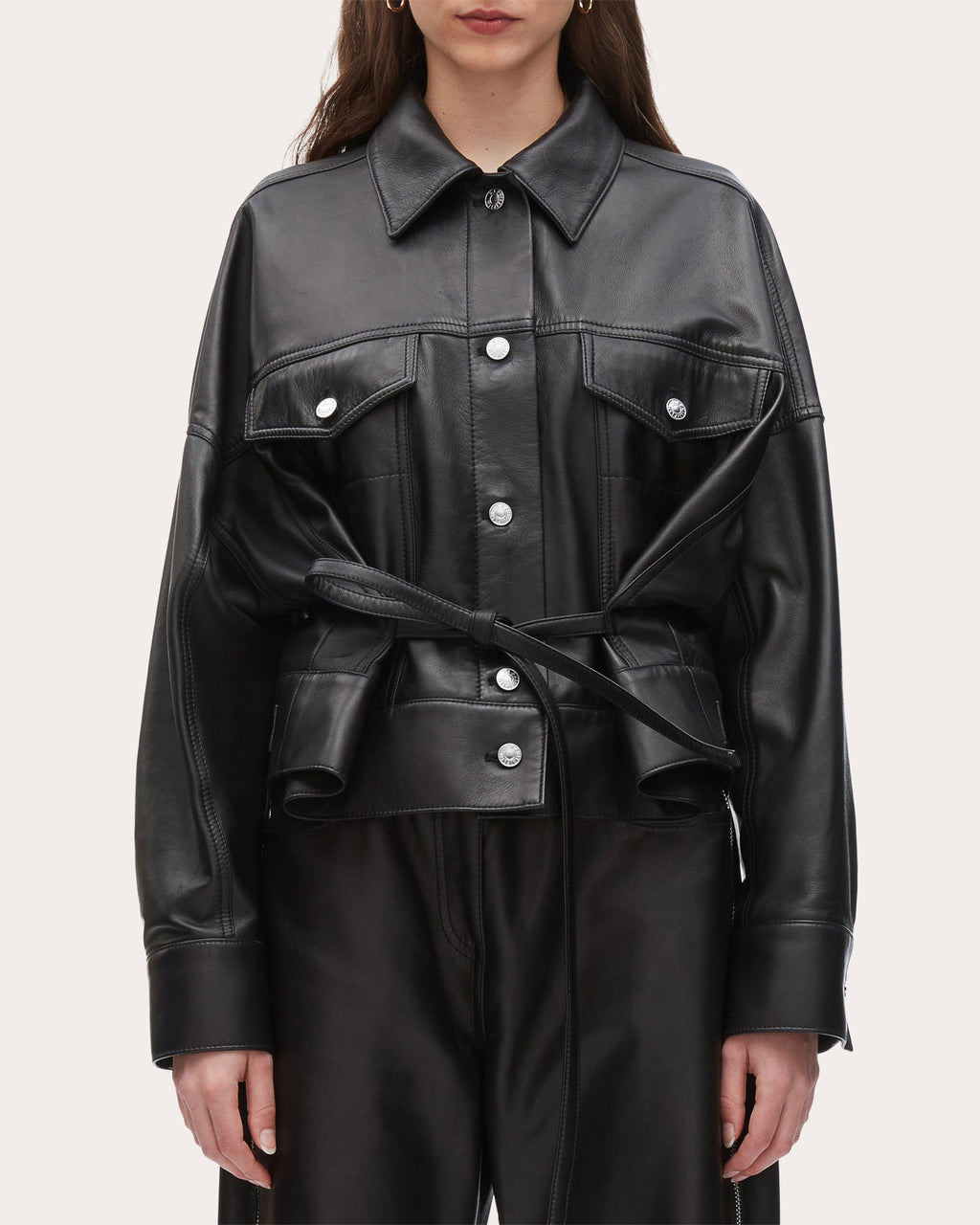Boxy Plonge Leather Jacket