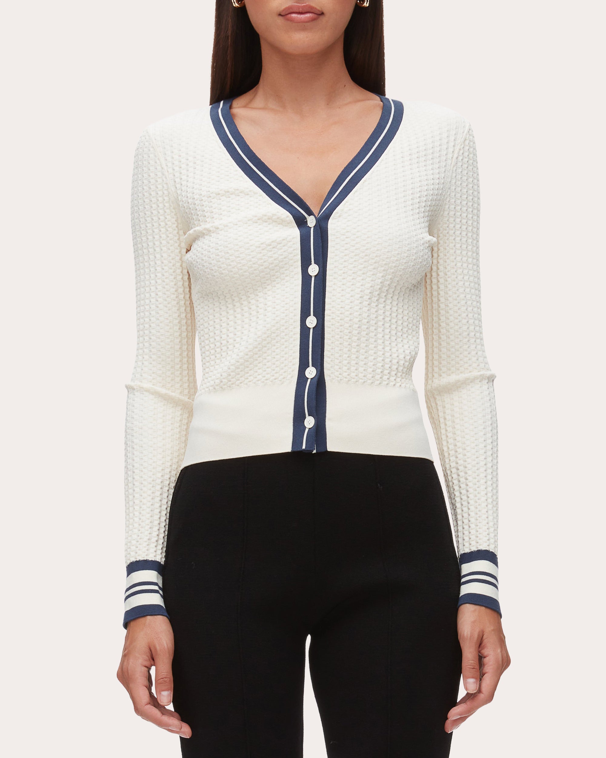 Textured Knit V-Neck Cardigan