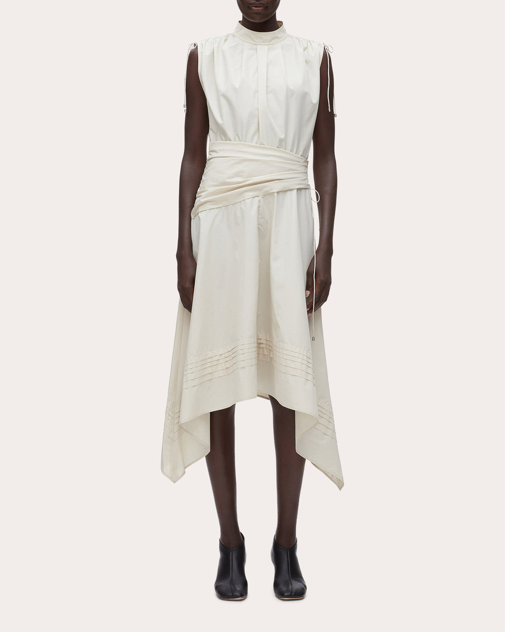 Cotton Poplin Ruched Handkerchief Dress