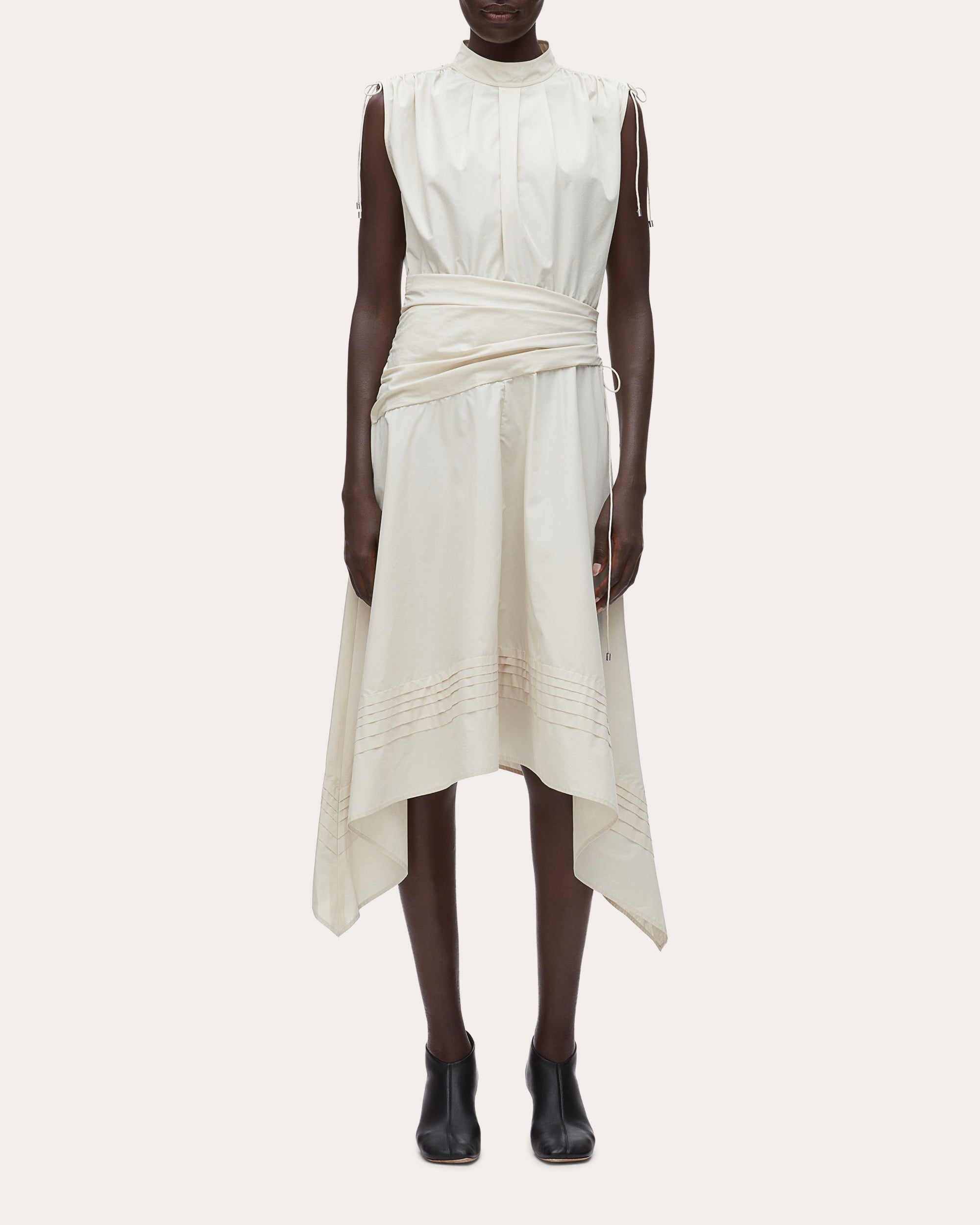 Cotton Poplin Ruched Handkerchief Dress