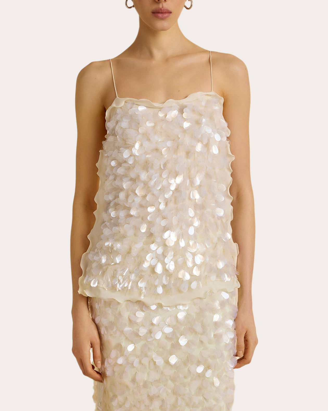 Sequin Paillette Silk Crepe de Chine Camisole