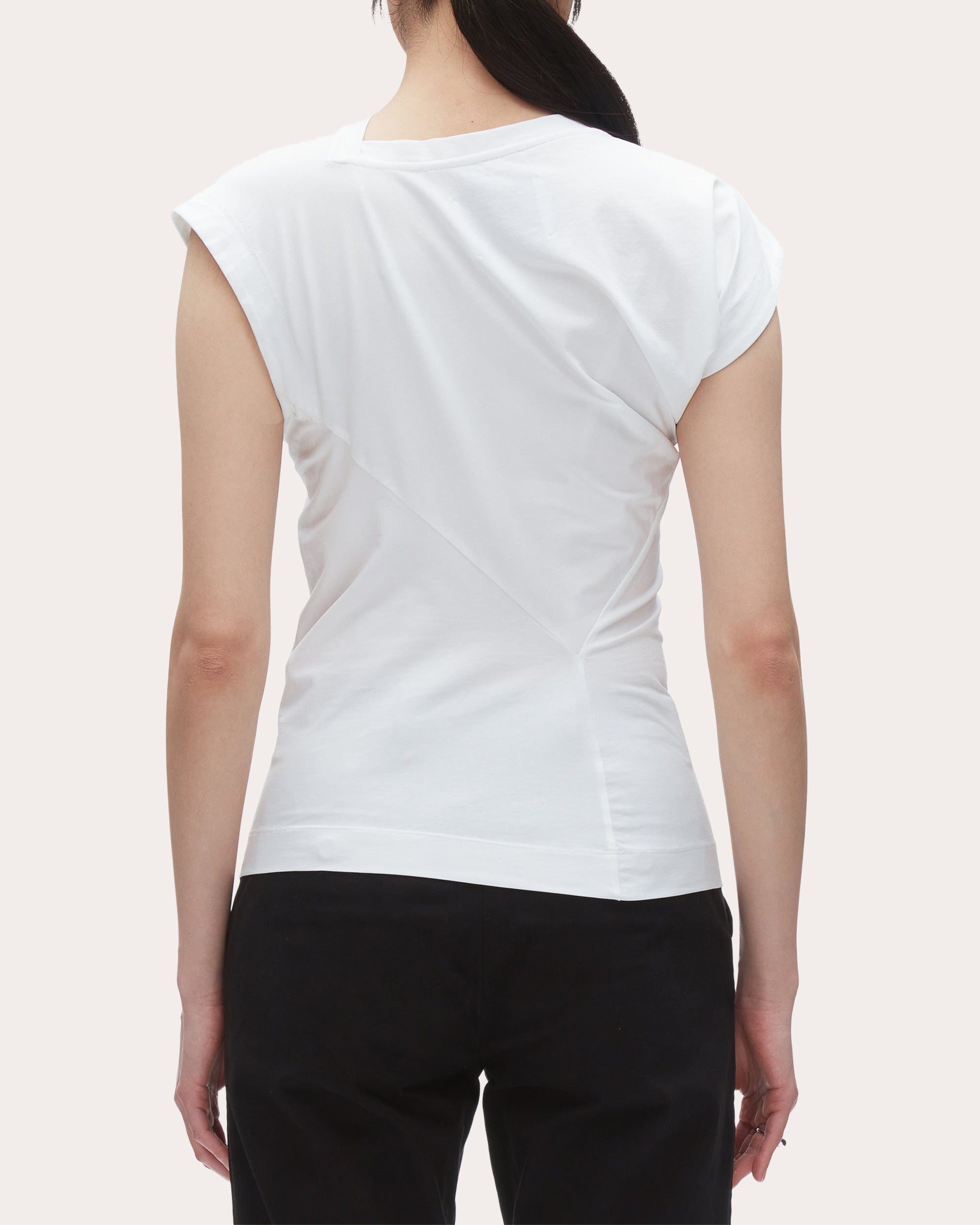 Cotton Jersey Asymmetric Draped T-Shirt