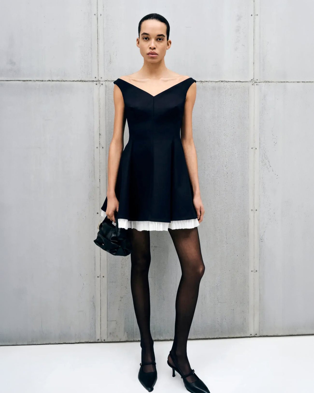 Dorothie Plissé Crepe Flared Mini Dress