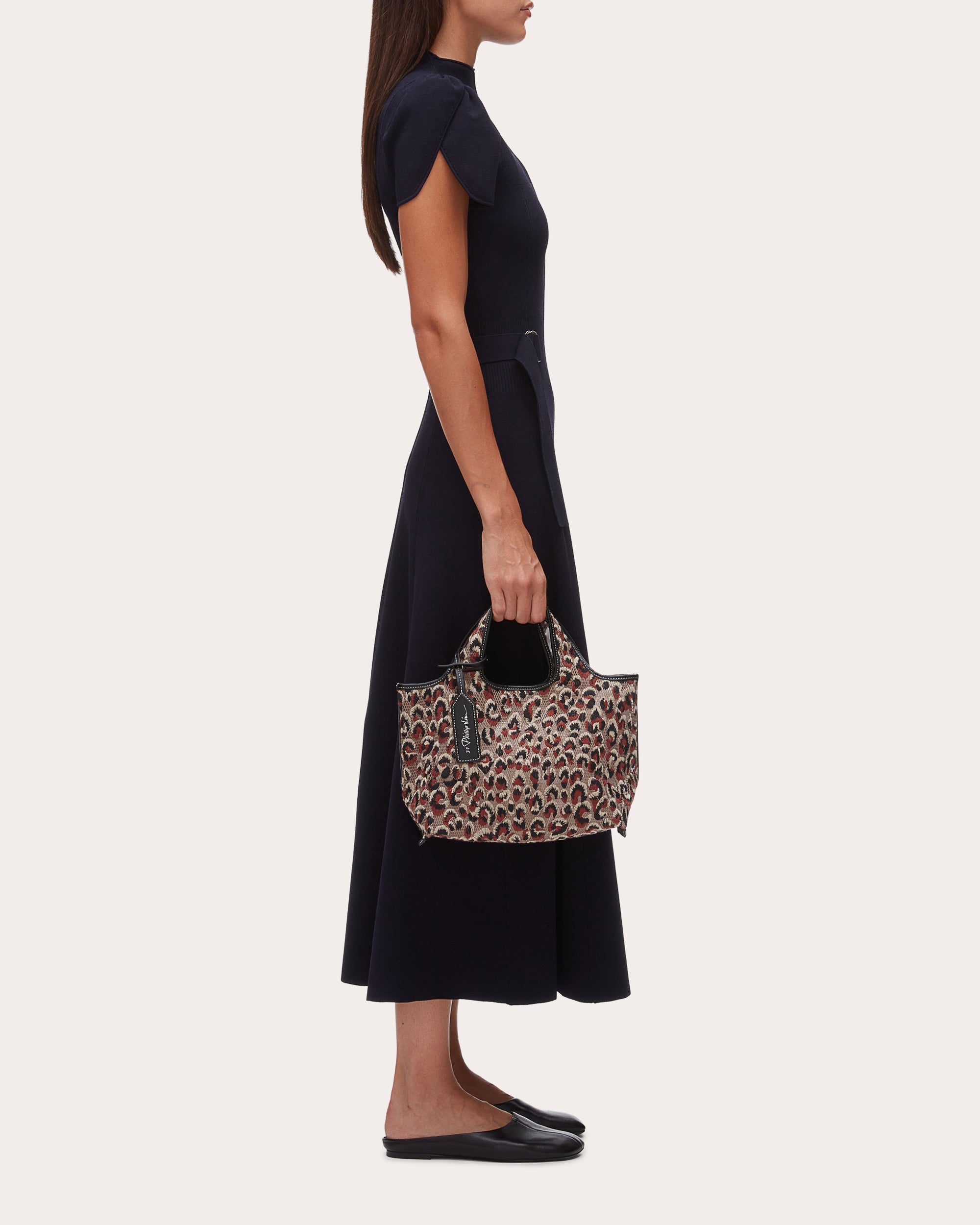 Mini Embroidered Leopard Mesh Market Tote