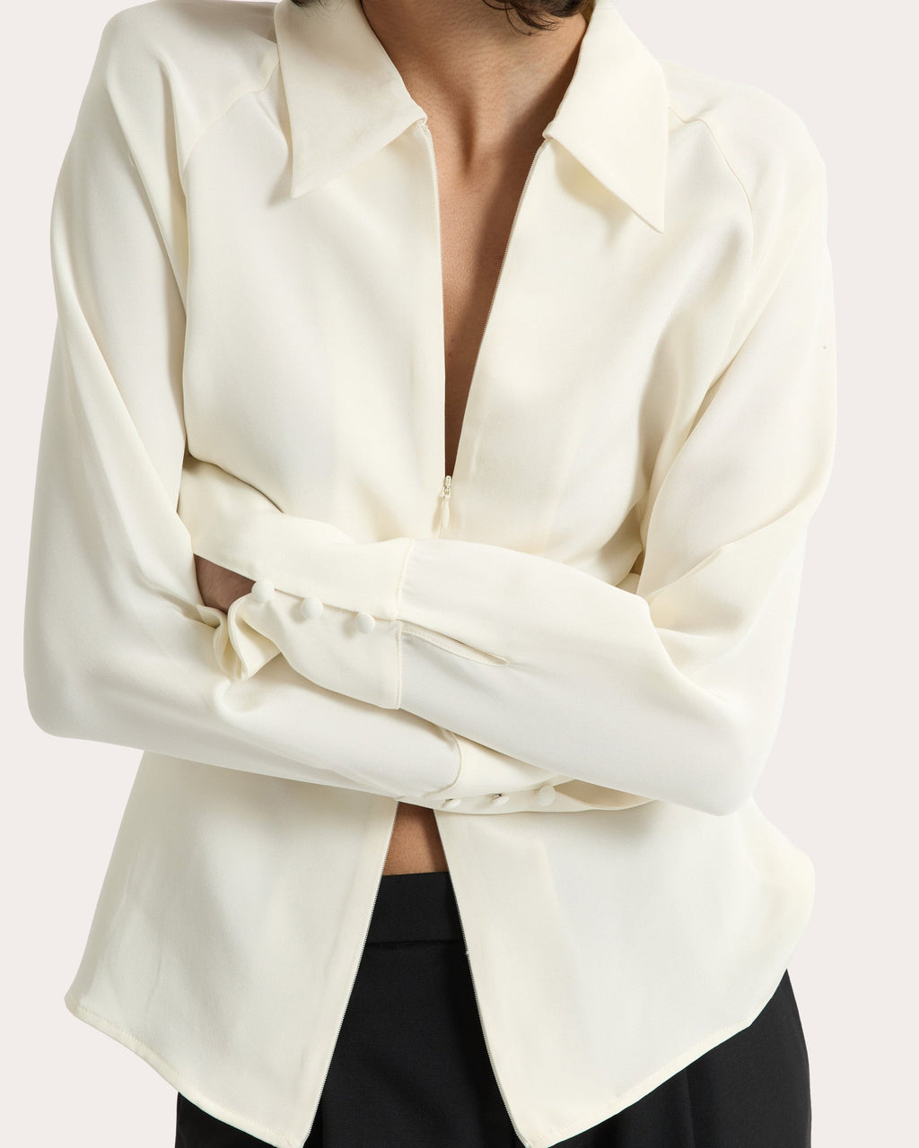 Lea Silk Crepe Collared Shirt