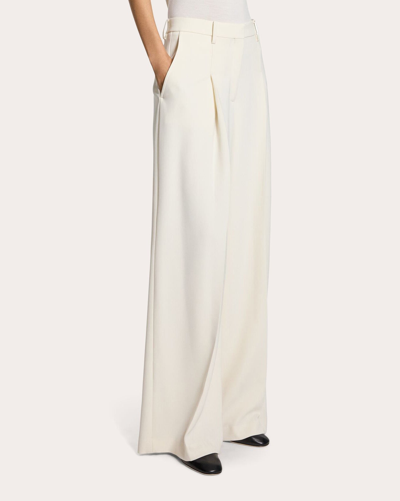 Admiral Crepe Pleated Wide-Leg Trousers