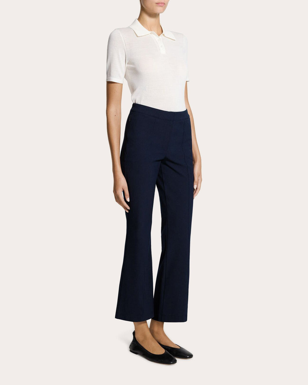 Stretch Cotton Seamed Crop Kick Pants