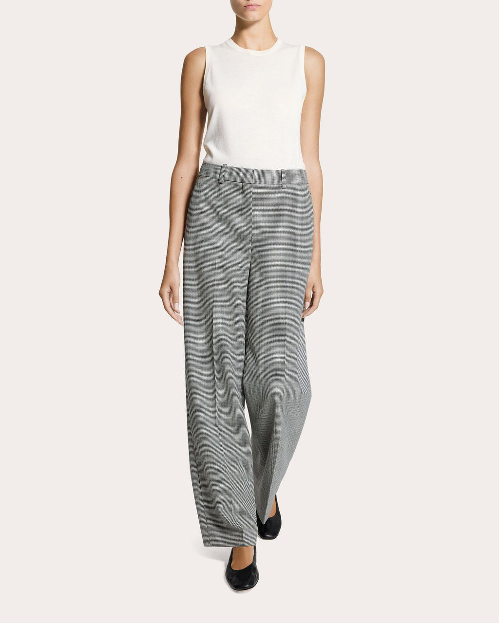 Plaid Wool Twill Straight-Leg Trousers