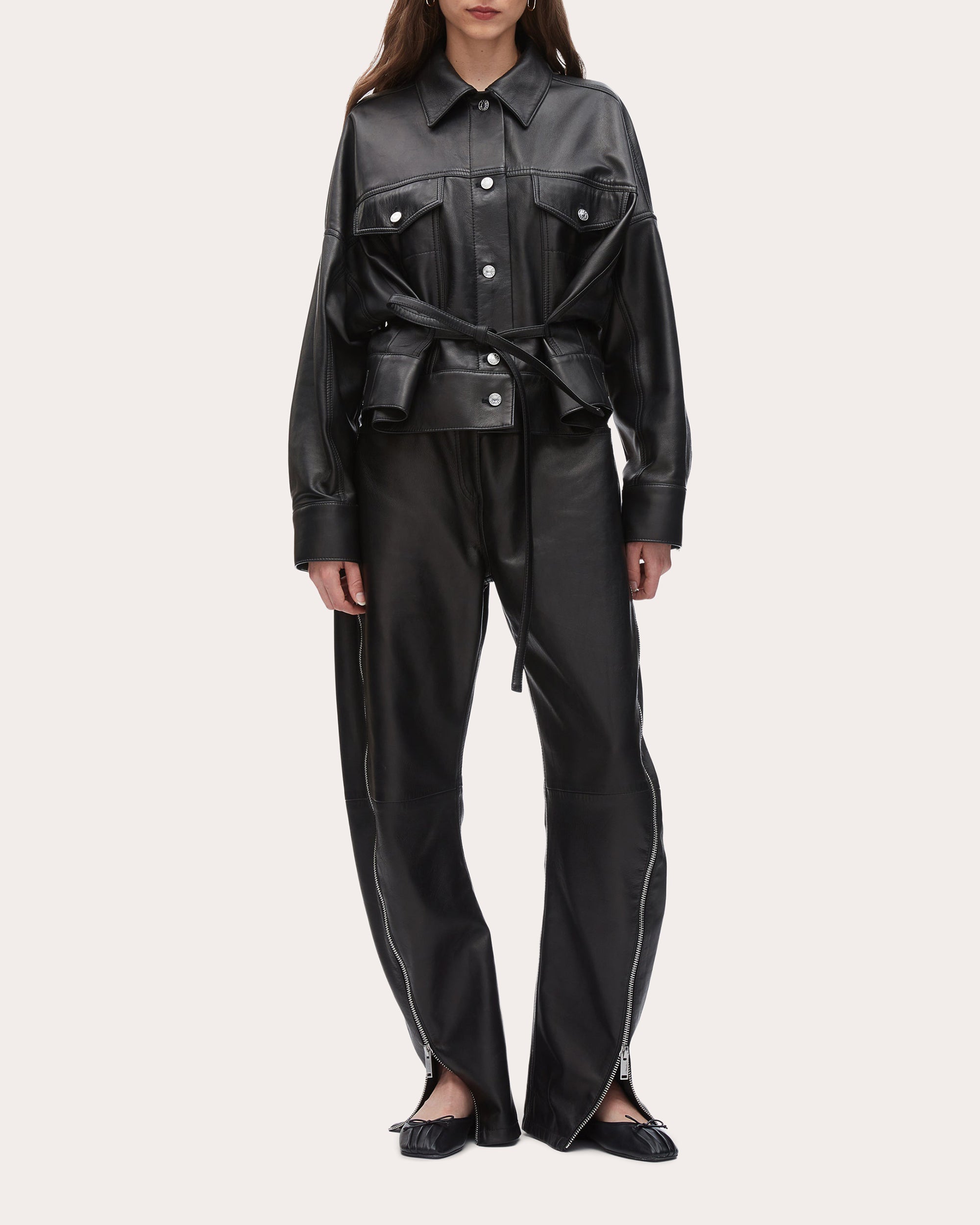 Boxy Plonge Leather Jacket